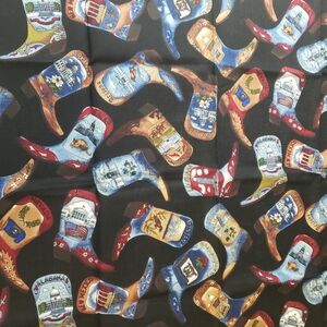 Cowboy Boot Fabric 18x21 Vintage States Cotton Remnant Western Americana